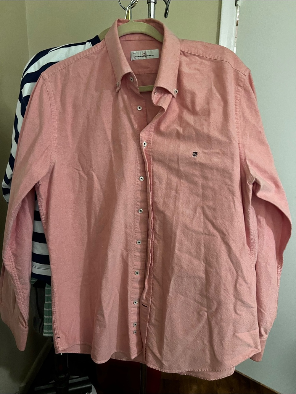 Carolina Herrera Pink Long-Sleeve Button-Down Shirt